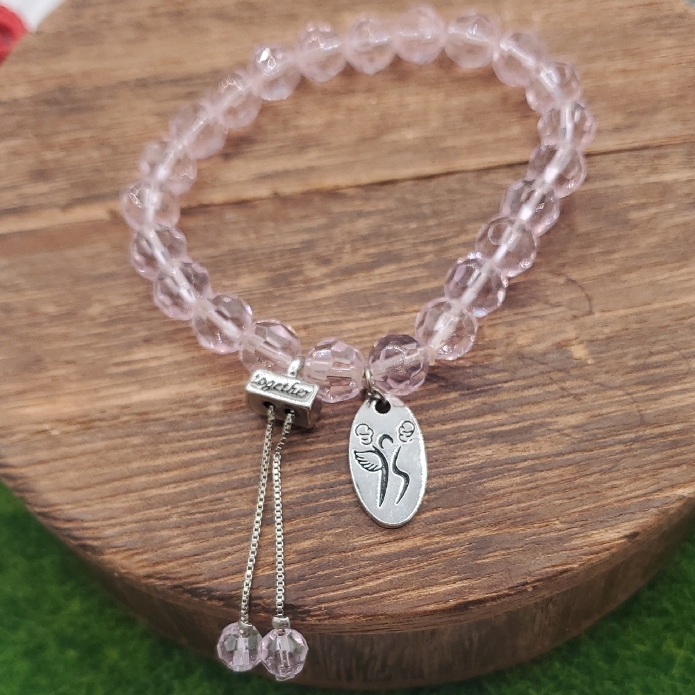 Pink Crystal Fight Like A Girl Bracelet Inspirational Quote Jewelry B3008